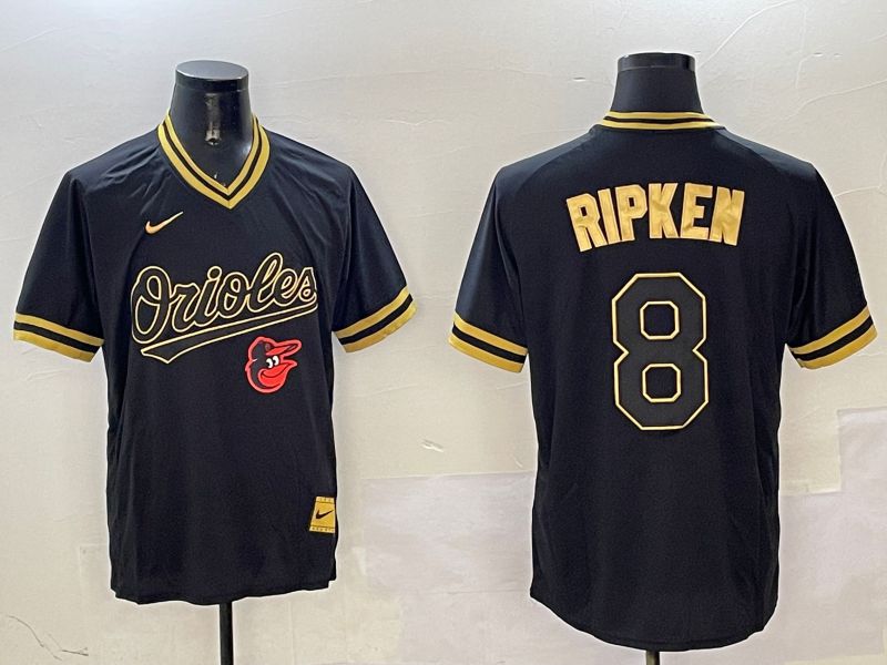 Men Baltimore Orioles 8 Ripken Black Gold Game 2025 Nike MLB Jersey style 7
